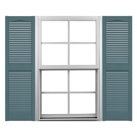 Ekena Millwork Mid-America Vinyl, Custom Cathedral Top Center Mullion, Open Louver Shutters, L11472004 L11472004